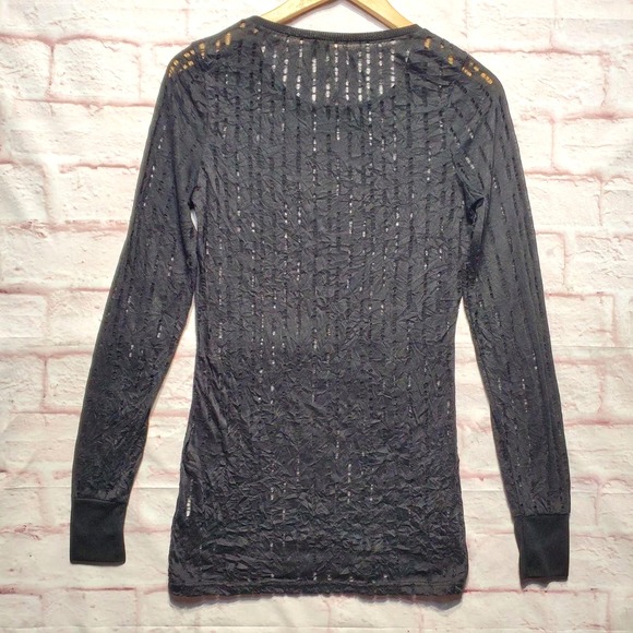 BKE‎ Shirt Womens Medium Black Sheer Burnout Whimigoth Sheer Romantic Layering - Picture 2 of 9